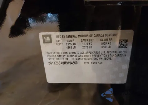 2017 Chevrolet Impala Ls z USA, uszkodzony, nr VIN 2G11Z5SA0H9194360